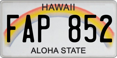 HI license plate FAP852
