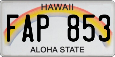 HI license plate FAP853