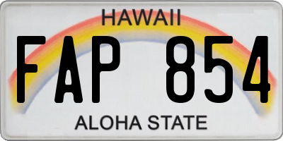 HI license plate FAP854