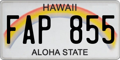 HI license plate FAP855