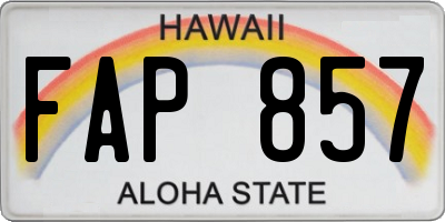 HI license plate FAP857