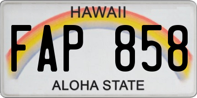 HI license plate FAP858