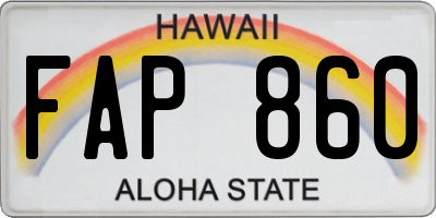 HI license plate FAP860