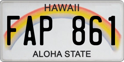 HI license plate FAP861