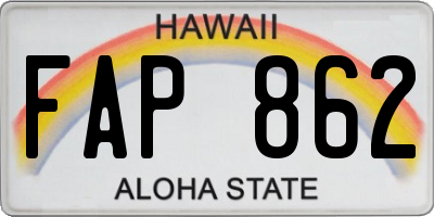 HI license plate FAP862