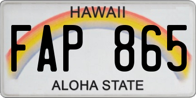 HI license plate FAP865