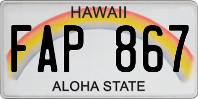 HI license plate FAP867