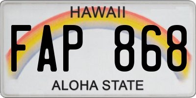 HI license plate FAP868