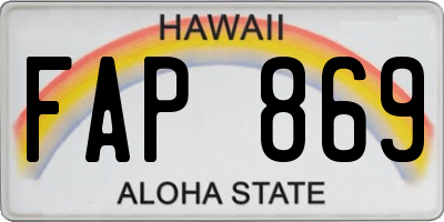 HI license plate FAP869