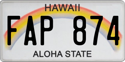 HI license plate FAP874