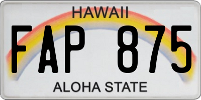 HI license plate FAP875