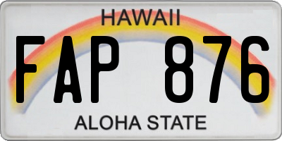 HI license plate FAP876