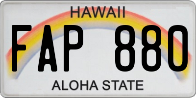 HI license plate FAP880