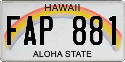 HI license plate FAP881