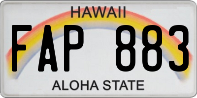 HI license plate FAP883