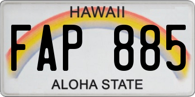 HI license plate FAP885