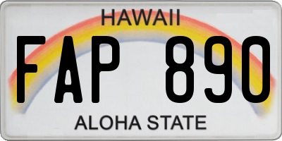 HI license plate FAP890