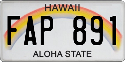 HI license plate FAP891