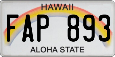 HI license plate FAP893