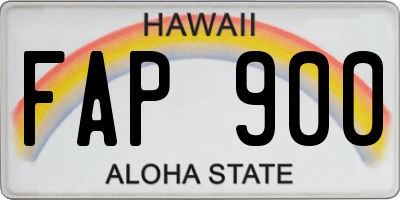 HI license plate FAP900