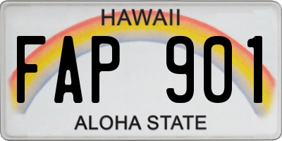 HI license plate FAP901