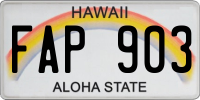 HI license plate FAP903
