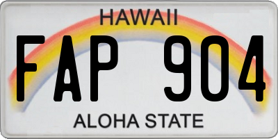 HI license plate FAP904