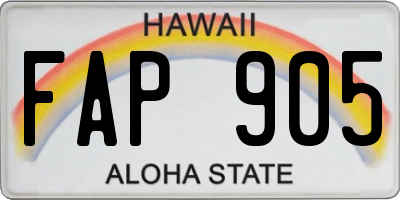 HI license plate FAP905