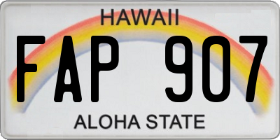 HI license plate FAP907