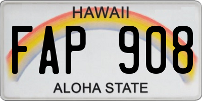 HI license plate FAP908