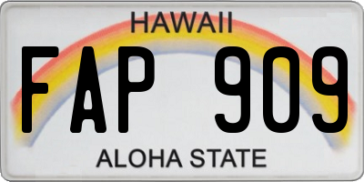 HI license plate FAP909