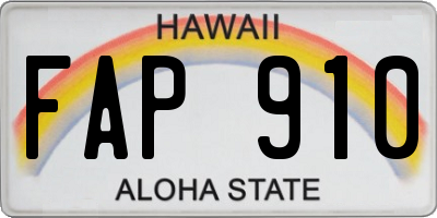 HI license plate FAP910