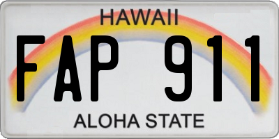 HI license plate FAP911