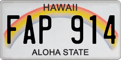 HI license plate FAP914