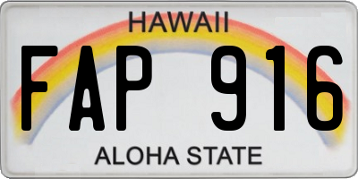 HI license plate FAP916
