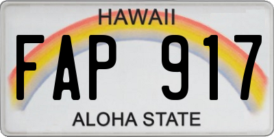 HI license plate FAP917