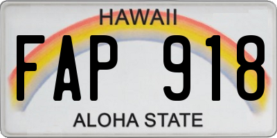 HI license plate FAP918