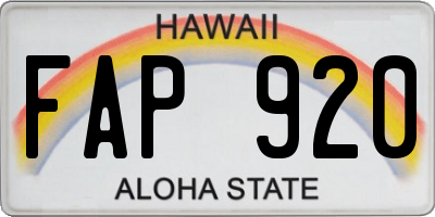 HI license plate FAP920