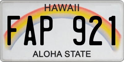 HI license plate FAP921