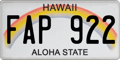 HI license plate FAP922