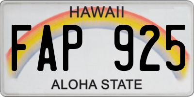 HI license plate FAP925