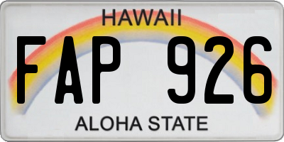 HI license plate FAP926