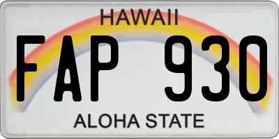 HI license plate FAP930