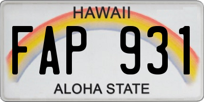 HI license plate FAP931