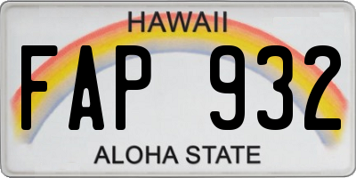 HI license plate FAP932