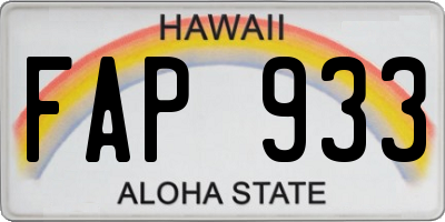HI license plate FAP933