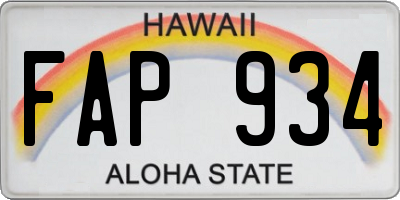 HI license plate FAP934