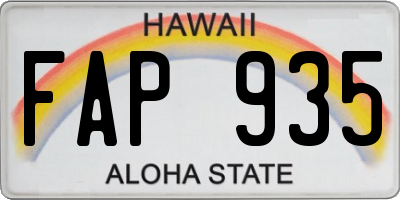HI license plate FAP935