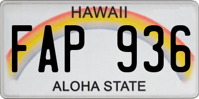 HI license plate FAP936
