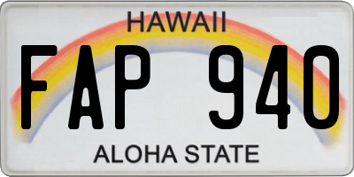 HI license plate FAP940